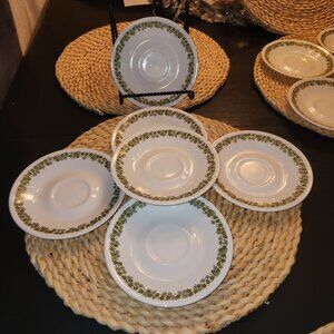 Corelle By Corning Green Floral Saucer Plates Set Of 6 Durable Teacup Saucers